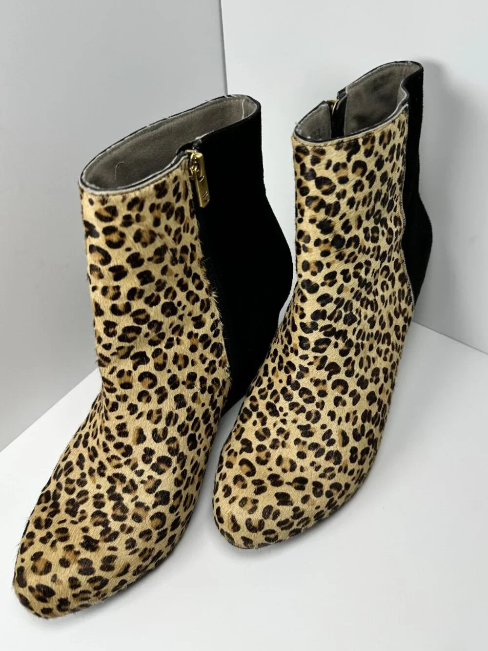 Rockport Leopard Calf Hair Leather Wedge Ankle Boots Size 9